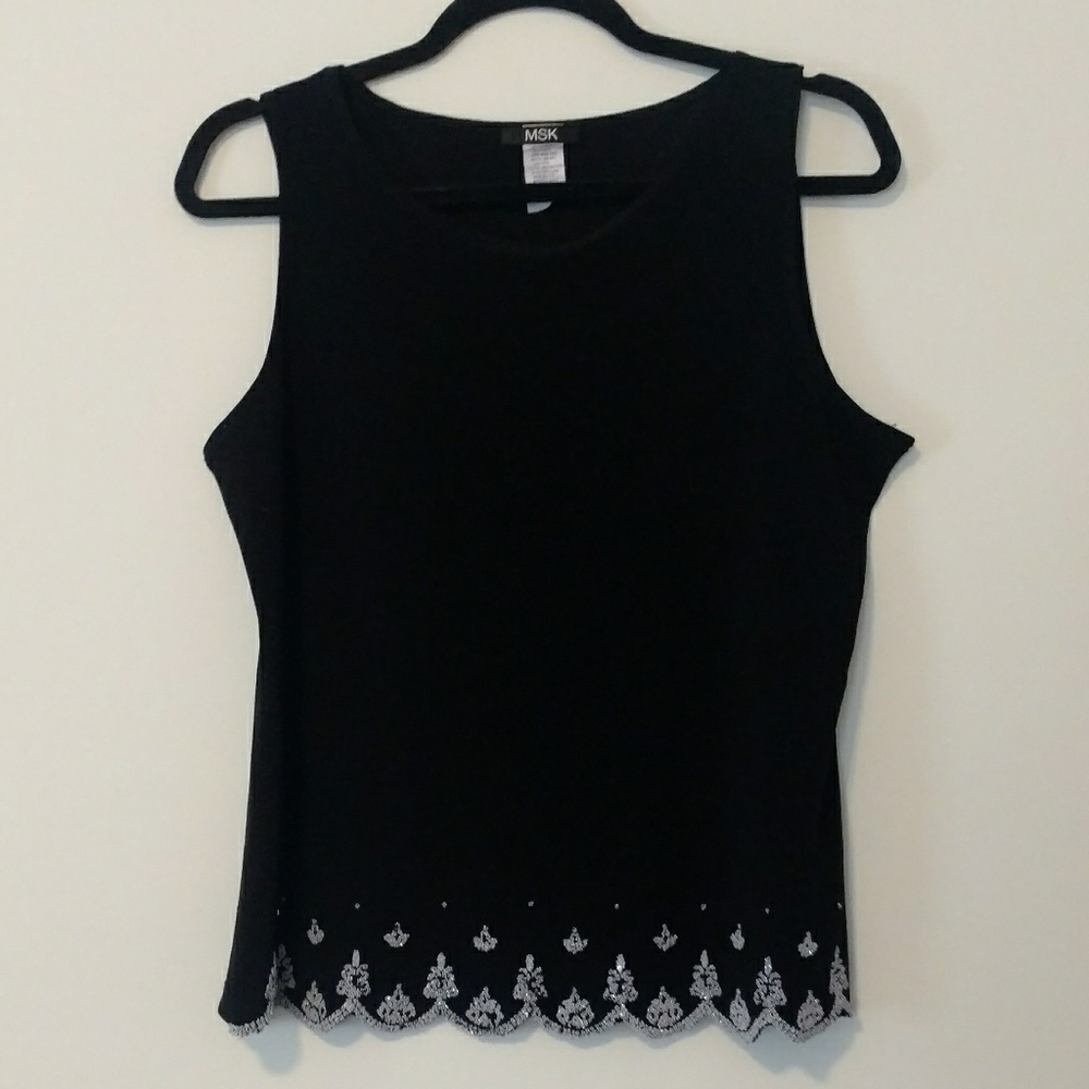 MSK Beaded Scalloped Dress Tank